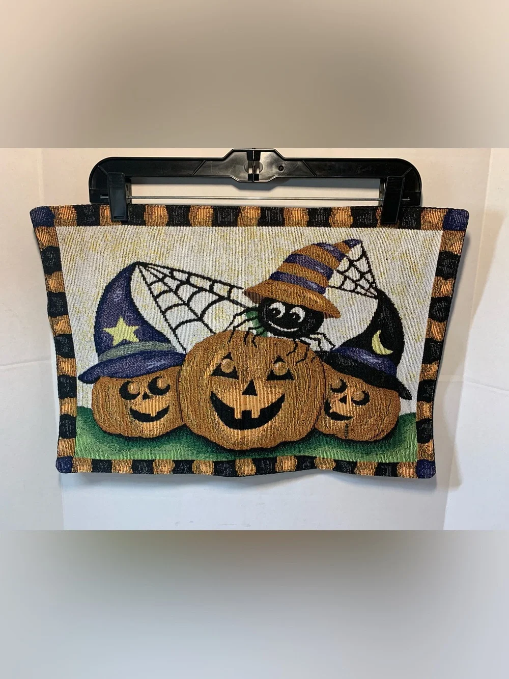 Vintage Group of 4 Woven Tapestry Halloween Placemats.              3713